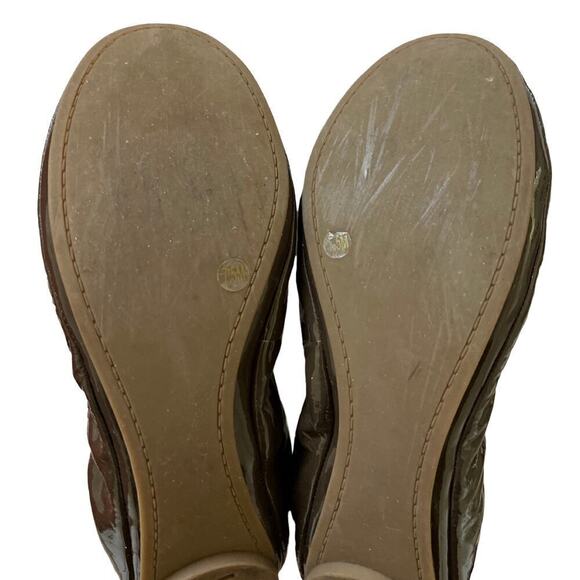 Tory Burch Eddie Ballet Smooth Natplak Flats Size 7.5‎ Brunette Patent Leather - Picture 2 of 7